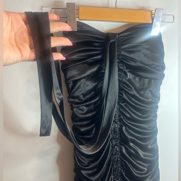 B DARLIN. Brand size 5/6 silky ruffles, neck tie, flapper style black dress - Picture 3 of 7